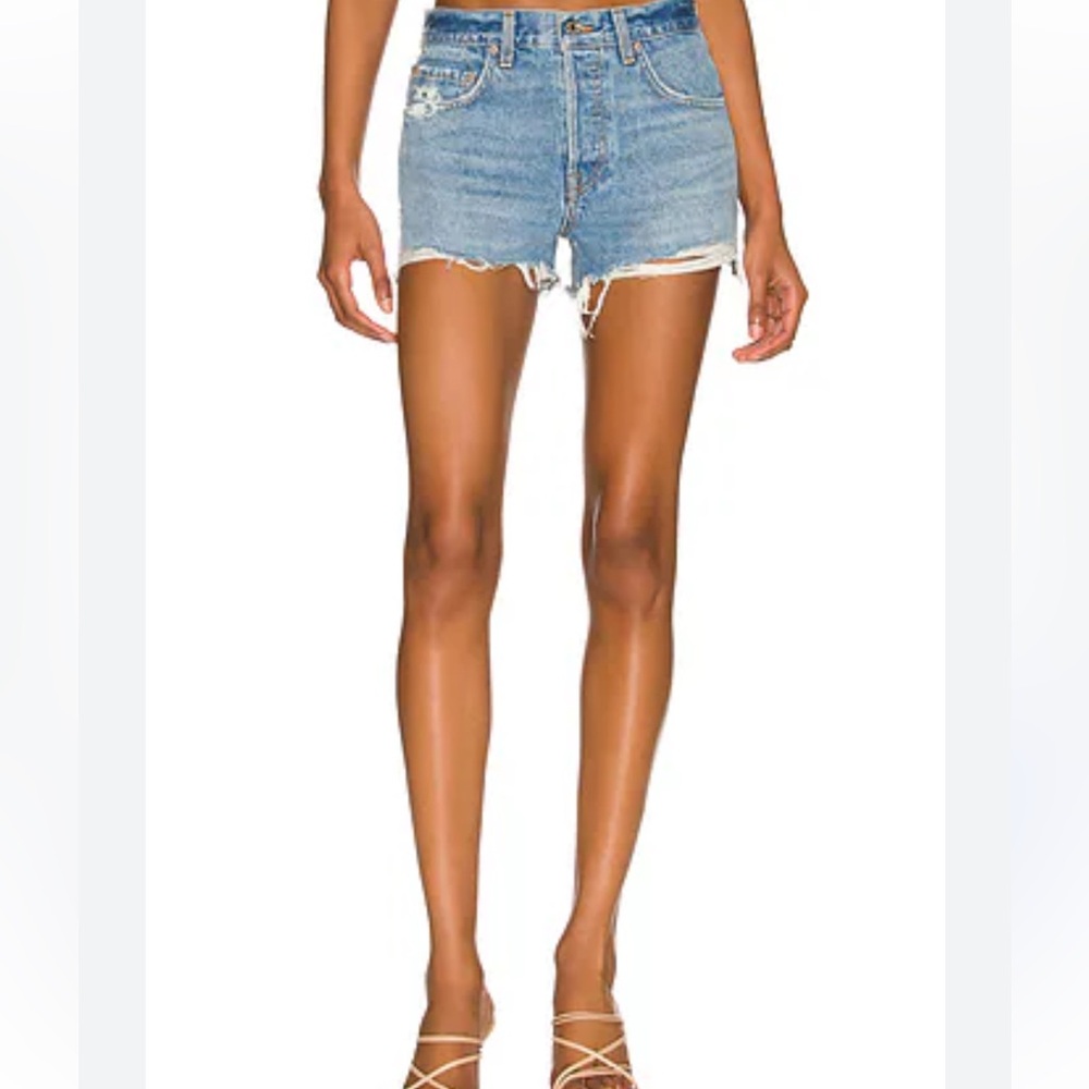 GRLFRND Helena high rise distressed shorts brand new with tags 25